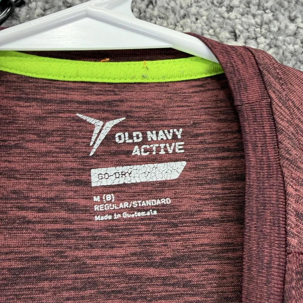 Old Navy Shirt Kids 8 Red Long Sleeve Go-Dry Active Crew Neck Performance